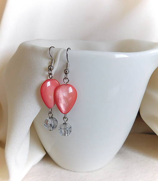 Náušnice - perleťové lososové kvapky - 15658486_