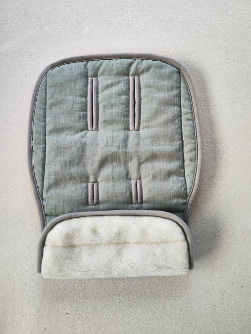 Detský textil - VLNIENKA Podložka do kočíka Nuna Travel 100% MERINO Top super wash Natural 100% ľan Green - 15661479_
