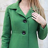 Bundy a kabáty - Vlnený kabát Lina | jediný kus | veľ. XS/ S | zelená - 15660764_