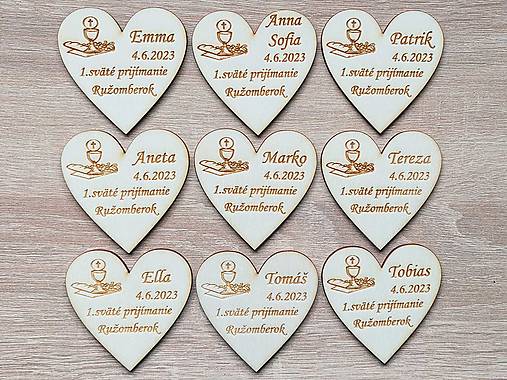 Drevená magnetka 1.sväté prijímanie 6,5cm kalich