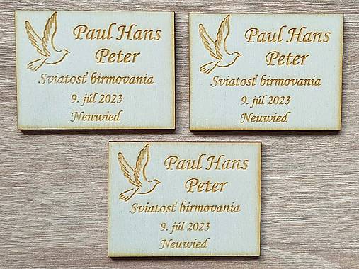 Drevená magnetka 1.sväté prijímanie 8cm obdĺžnik