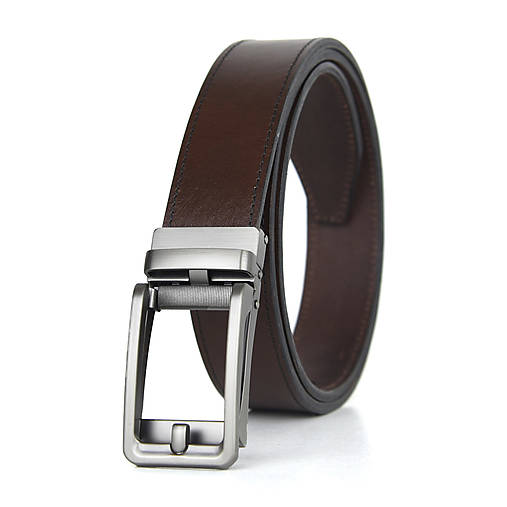 Opasky - Kožený opasok s automatickým zapínaním NICKEL BELT (Hnedá) - 15661855_