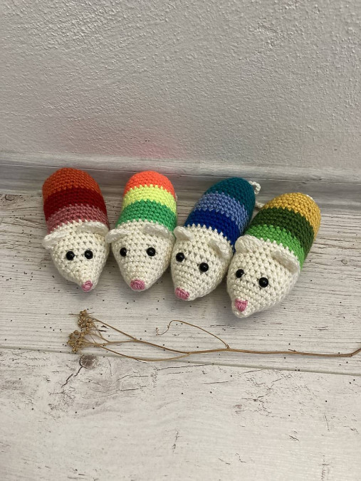 Hračky - myšky- pestrofarebné - 15661957_