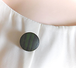 Brošne - brošňa button pruhy olivovo zelená - 15662616_