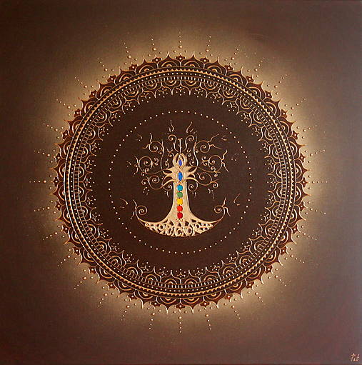 Obrazy - Mandala STROM ŽIVOTA (brown) 80 X 80 - 15663614_