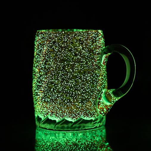 Nádoby - Fluorescenčné - svietiaci sklenený polliter - půllirt - 15662777_