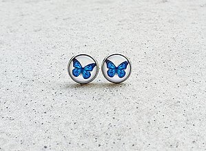 Náušnice - Náušnice motýlik modrý - NEHRDZAVEJÚCA OCEĽ - 15663855_