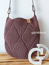 Kabelky - Háčkovaná bavlnená kabelka s 3D vzorom (Kapučíno) - 15664917_