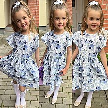 Detské oblečenie - Detské bavlnené šaty s volánom - blue garden - 15666863_