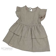 Detské oblečenie - Detské ľanové šaty s volánom - sand - 15666928_