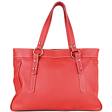 Kabelky - Kožená nákupná kabelka v červenej farbe - 15667231_