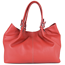 Kabelky - Kožená dámska kabelka SHOPPER v červenej farbe - 15667256_