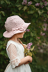 Detské čiapky - Letný vyšívaný klobúčik staroružový - 15666514_