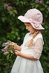 Detské čiapky - Letný vyšívaný klobúčik staroružový - 15666515_