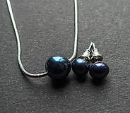 Sady šperkov - Minimalistická súprava s čiernou perlou, oceľ 316 L - 15668654_
