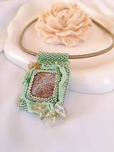 Náhrdelníky - Hodvábny náhrdelník s jaspisom, citrínom, zelený - 15668075_