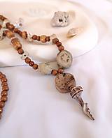 Náhrdelníky - Naturálny náhrdelník, drevo, keramika, kameň, mušle - 15668134_