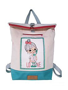 Batohy - Rolovací ruksak mentolový Dievčatko LOVE - 15670970_