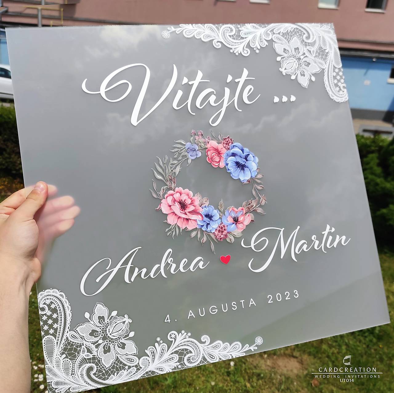 Transparentná uvítacia tabuľa UT014