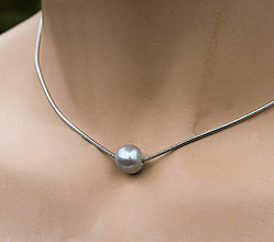 Sady šperkov - Minimalistická súprava so šedou perlou, oceľ 316 L - 15669434_