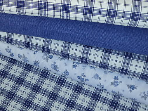 Textil - Kolekcia Do chalupy (Modrá kocka) - 15672482_