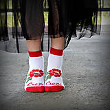 Ponožky, pančuchy, obuv - DETSKÉ červené krátke folkové ponožky - 15672250_
