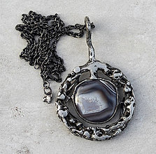 Náhrdelníky - Masívny obojstranný náhrdelník s achátom - 15671343_