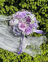 Kytice pre nevestu - svadobná kytica lila - 15672506_