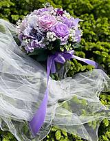 Kytice pre nevestu - svadobná kytica lila - 15672508_