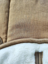 Detský textil - Vlnienka podložka do autosedačky Cybex Cloud Z 100% Merino top super wash Natural 100% ľan Mustard - 15675276_