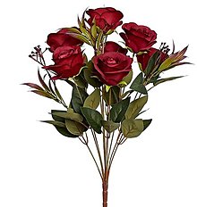 Iný materiál - Kytica ruží červená 50cm - dekorácia - 15674450_