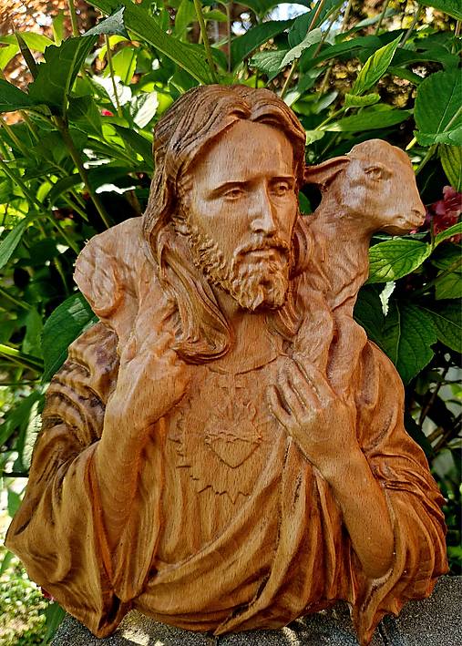 Dekorácie - Drevorezba Ježiš pastier New - 15675596_