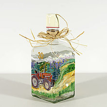 Nádoby - Maľovaná fľaša s príbehom - Traktor - 15675999_