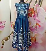 Šaty - Spoločenské šaty Floral Folk " Modrotlač " , bez rukáva - 15676416_