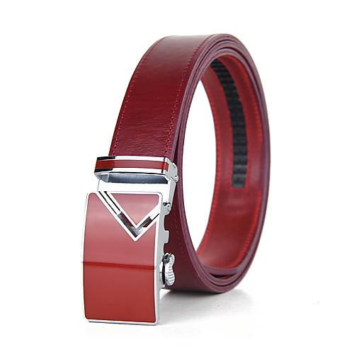 Opasky - Kožený opasok s automatickým zapínaním RED TOP (Bordová) - 15676630_