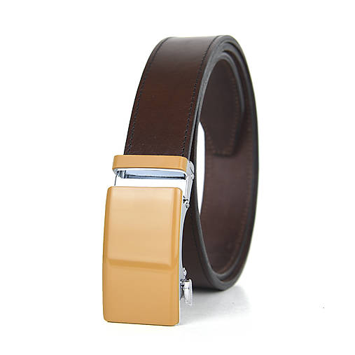 Opasky - Kožený opasok s automatickým zapínaním BEIGE (Hnedá) - 15676695_
