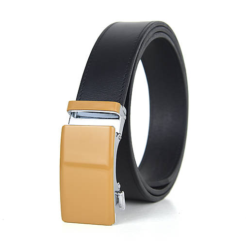Opasky - Kožený opasok s automatickým zapínaním BEIGE (Čierna) - 15676696_