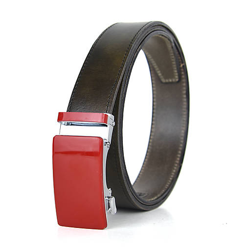 Opasky - Kožený opasok s automatickým zapínaním RED (Zelená) - 15676714_