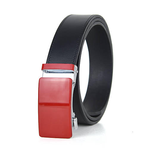 Opasky - Kožený opasok s automatickým zapínaním RED (Čierna) - 15676717_