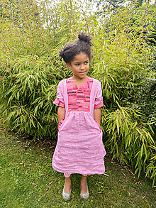 Detské oblečenie - Ľanové šatôčky MORGAN, ružové - 15678109_