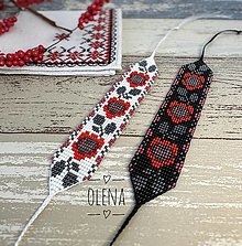 Náramky - Náramok tkaný z rokajlových korálok Preciosa, slovanský etnický ornament, ručná výroba - 15677237_
