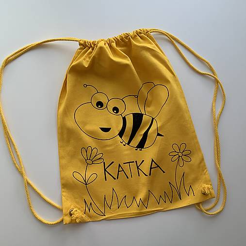 Maľovaný batoh/VRECÚŠKO PRE ŠKÔLKARA/ŠKOLÁKA (s včielkou)