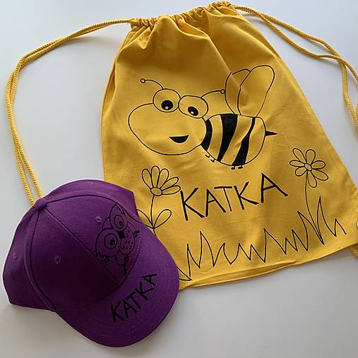 Maľovaný batoh/VRECÚŠKO PRE ŠKÔLKARA/ŠKOLÁKA (s včielkou)