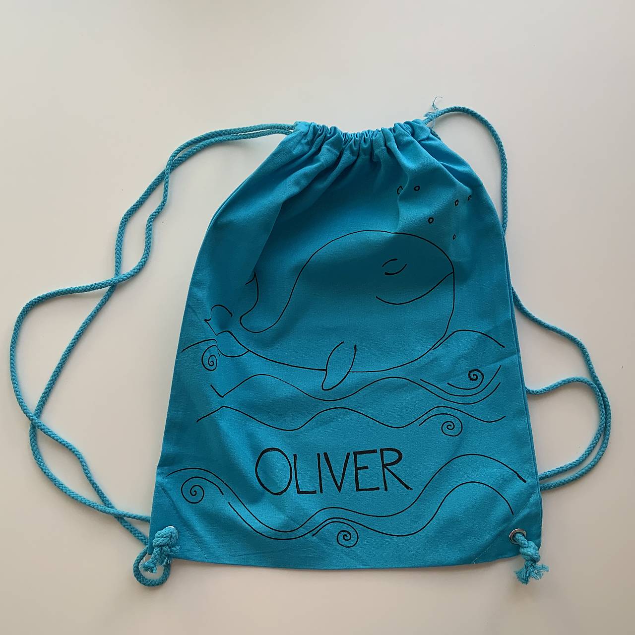 Maľovaný batoh/VRECÚŠKO PRE ŠKÔLKARA/ŠKOLÁKA (s veľrybou)