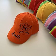 Čiapky, čelenky, klobúky - Maľovaná detská šiltovka so sovou a menom (Oranžová) - 15678593_