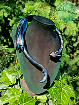 Náhrdelníky - Dračí obručový náhrdelník s bronzovo-modrým Drakom - 15679128_