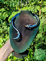 Náhrdelníky - Dračí obručový náhrdelník s bronzovo-modrým Drakom - 15679131_