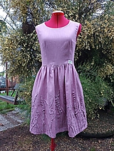 Ružové ľanové šaty - 3D kvety (rôzne farby)