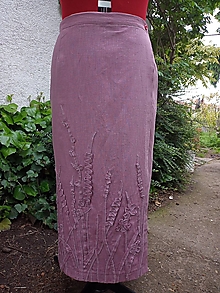Sukne - Ľanová zavinovacia sukňa s 3D nášivkou - 15679661_