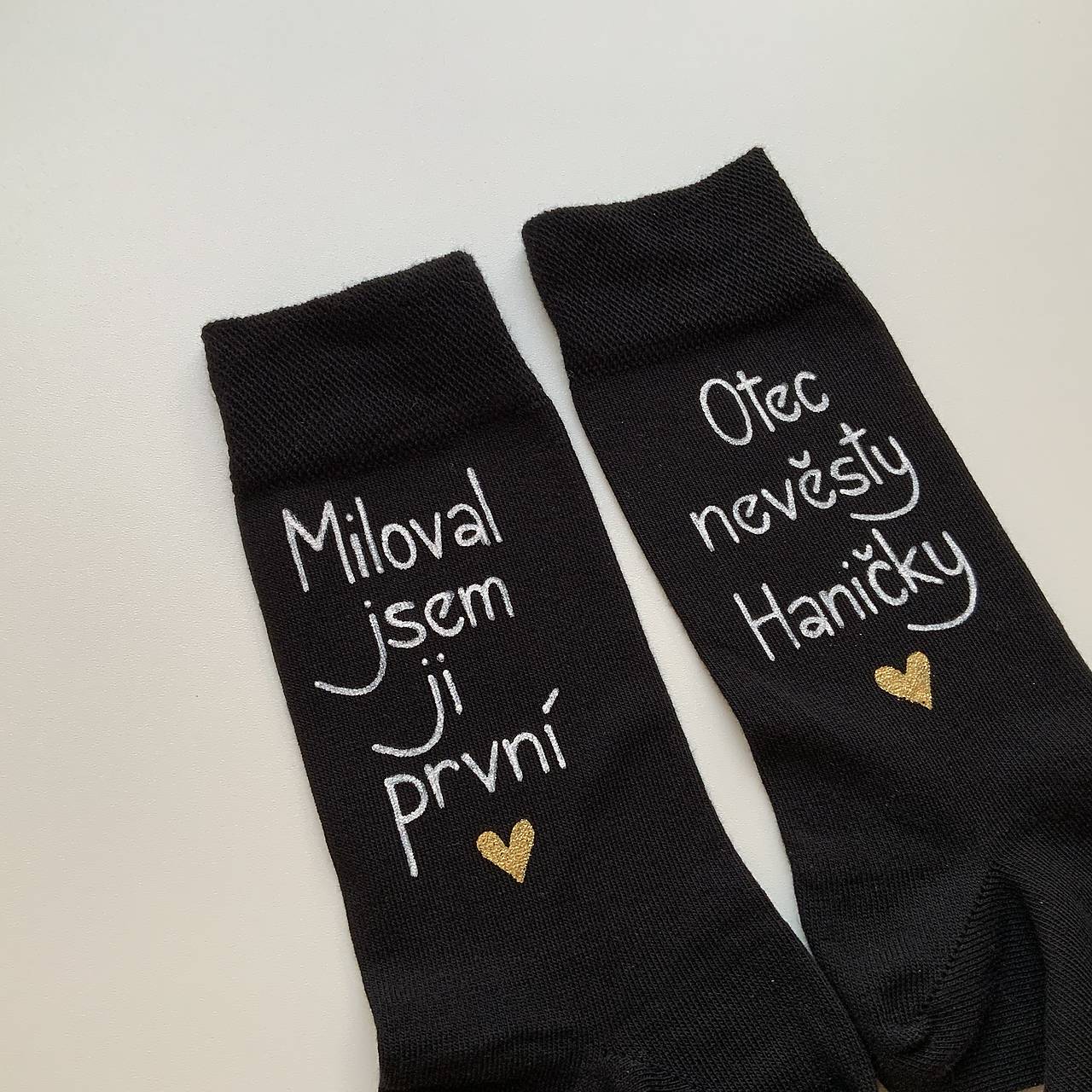 Maľované ponožky pre ocka nevesty (čierne v češtine)